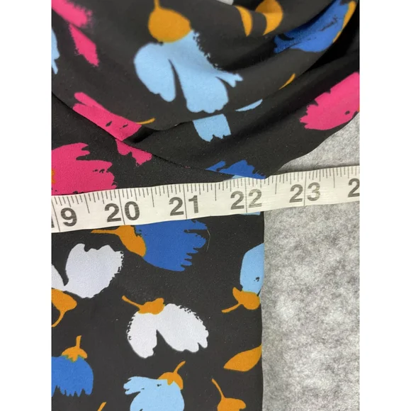 J Crew Blouse Womens Large Black Floral Mock Neck Ruffle Long Sleeve Top - Picture 7 of 10